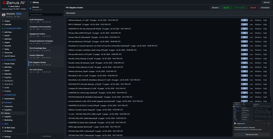 Zanus Back Office libraries — the approved sources every answer is verified against